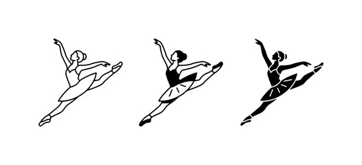 Ballet Dancer Silhouette Set, Elegant Female Performer in Dynamic Pose, Classic Dance Art, Vector Graphics for Performance and Artistry © Nargis