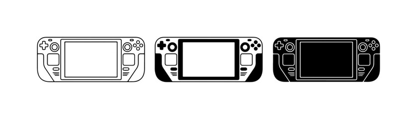 Portable Gaming Console Icons, Handheld Device Vector Set, Digital Entertainment Gadgets, Modern Technology Graphics © FarhanaBinte