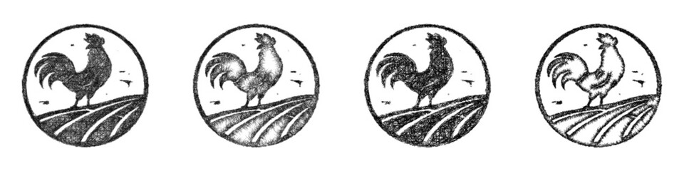 Sketch rooster logo design set © David Zydd