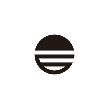 Number 6 sunset, circle geometric symbol simple logo vector