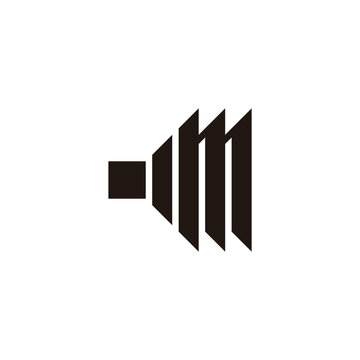 Letter m lamp, flashlight geometric symbol simple logo vector