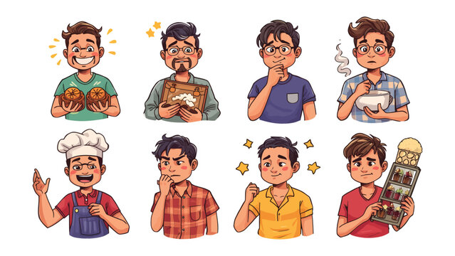 Expressions in Illustration: This collection of illustrations showcases a variety of men with different facial expressions. Each illustration captures a unique mood and emotion.