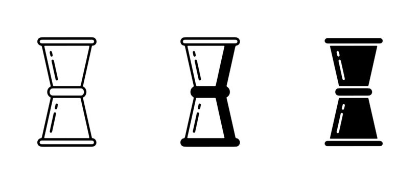 Cocktail Jigger Icons, Bar Tools Vector Set, Bartending Measurement Graphics, Simple Line and Silhouette Styles