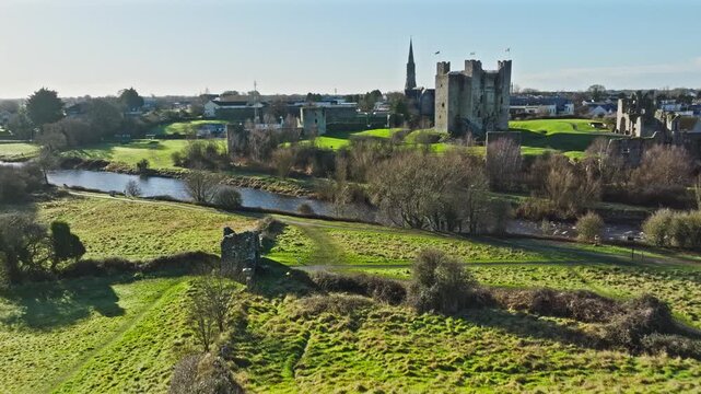 Aerial Trim Castle Trim, Europe cinematic
