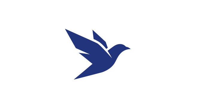 Minimalist blue bird logo design on white background representing freedom and growth