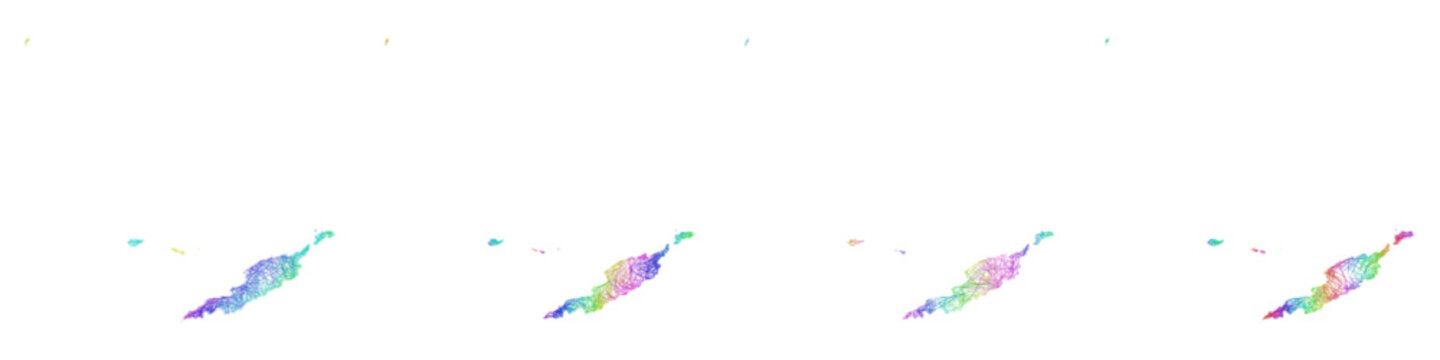 Multicolor sketch Anguilla map design set