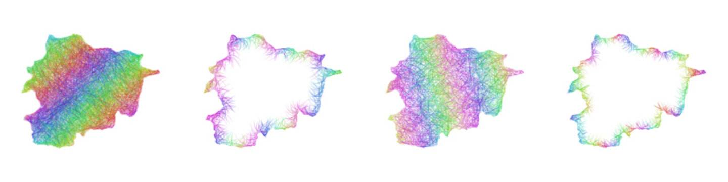 Multicolored sketch Andorra map design set