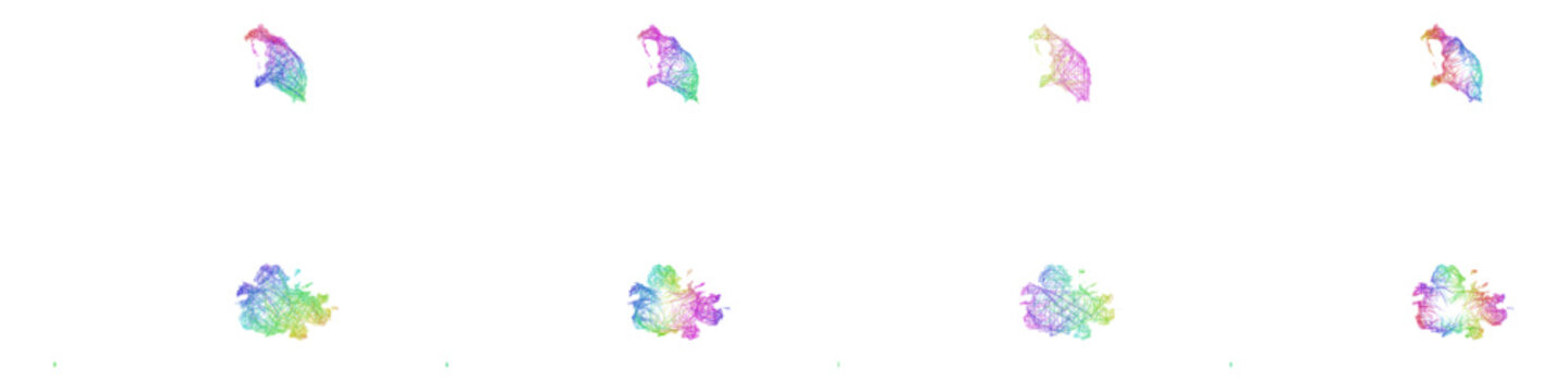 Rainbow color sketch Antigua and Barbuda map design set