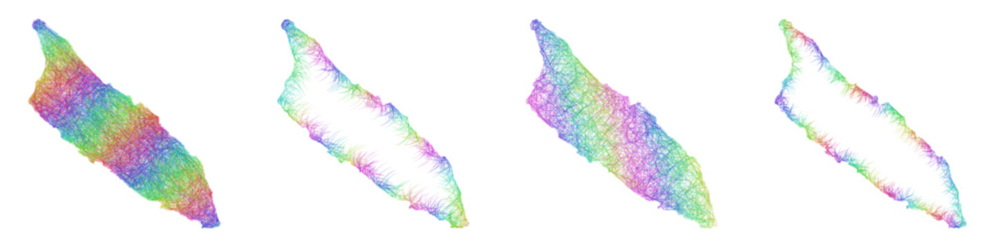 Rainbow color sketch Aruba map design set
