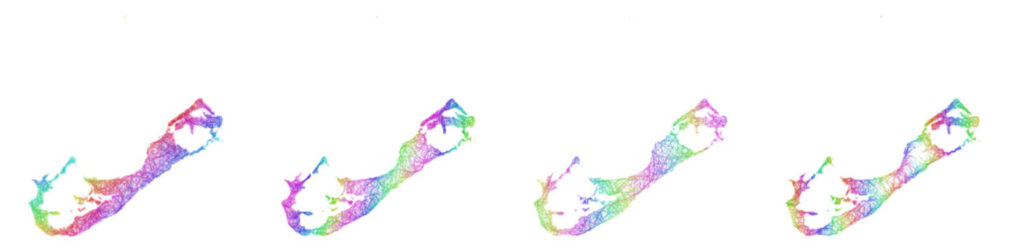 Rainbow sketch Bermuda map design set
