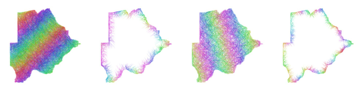 Rainbow sketch Botswana map design set