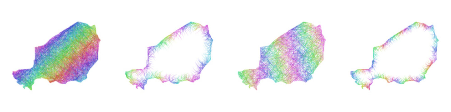 Colorful sketch Niger map design set