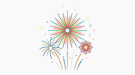 Obraz premium Colorful abstract fireworks bursting in the night sky with small dots and sparkles