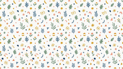 Fototapeta premium Cute seamless pattern with abstract floral elements and geometric shapes