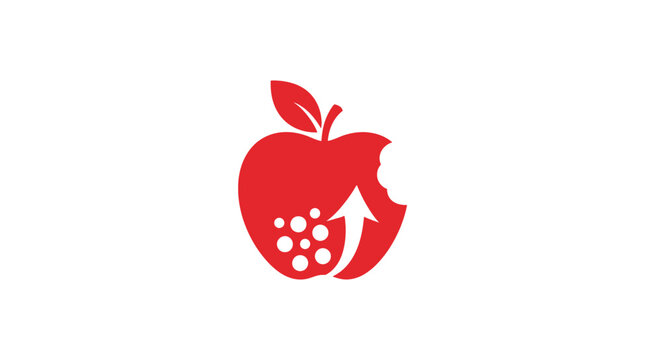 Conceptual Apple Logo: Growth and Innovation, a Red Bite Mark Symbol
