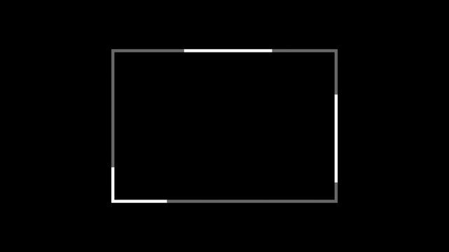 Dot line rectangle frame animation with alpha channel transparent black background