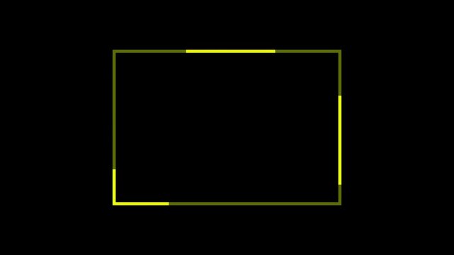 Dot line rectangle frame animation with alpha channel transparent black background