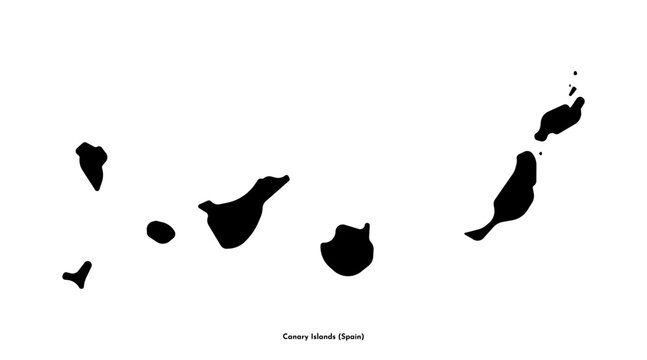Vector isolated simplified illustration icon with black silhouette of Canary Islands (Spain area) map. White background