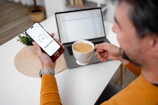 Scanning a passport for verification on a smartphone during online check in