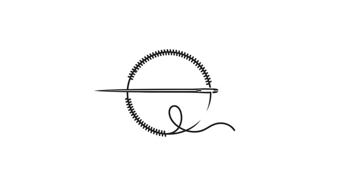 Minimalist needle and thread design emphasizing sewing and craftsmanship concept