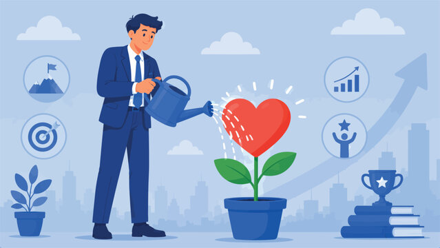 Emotional Intelligence and Leadership Growth Flat Vector Illustration