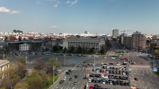 Aerial view at piata victoriei - Bucharest