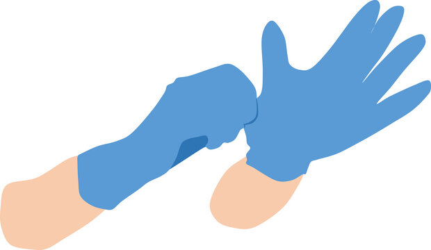 手術用手袋を装着している女医の手にクローズアップしたイラスト