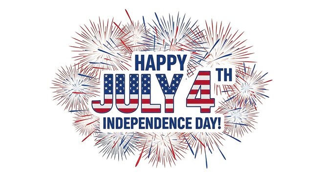 Happy 4th of july independence day fireworks greeting