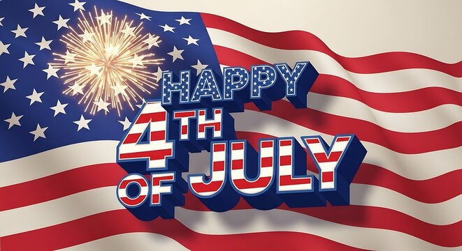 Happy 4th of july american flag fireworks background