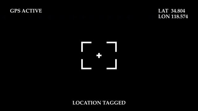 GPS Tracking Surveillance Overlay with Target Lock, Location Tagged and Coordinate Display