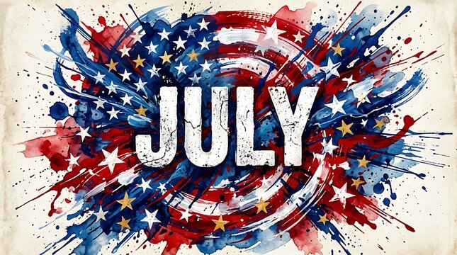 Patriotic 4th of july watercolor art with stars and stripes
