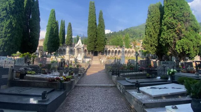 Cimitero Municipal de Bellano in Italy graveyard cemetery burial ground Europe