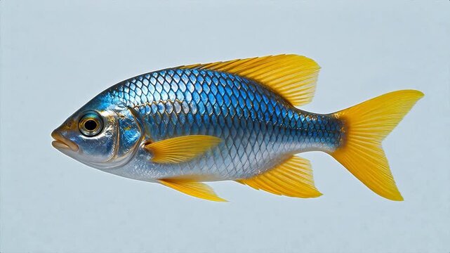Blue and yellow fish with detailed scales