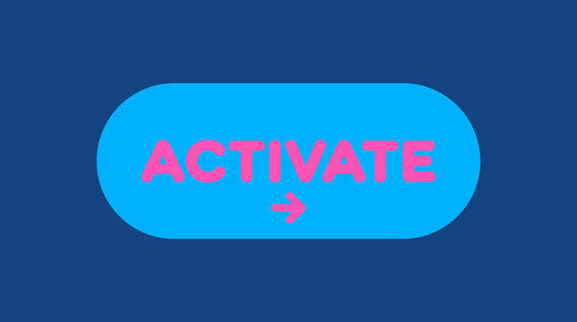 Activate button with arrow on blue background.