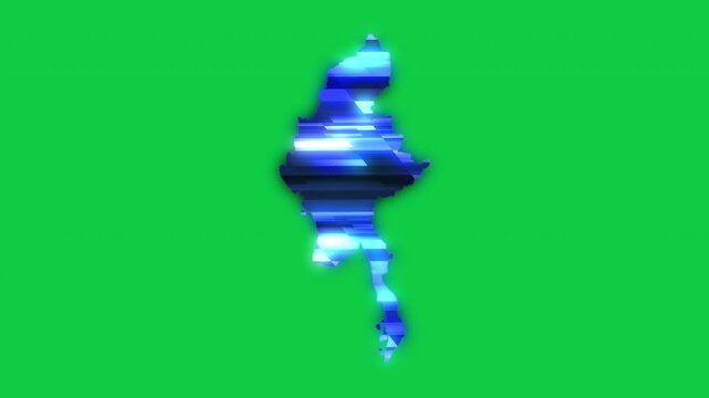 Myanmar blue news headline effect map pop animation green background