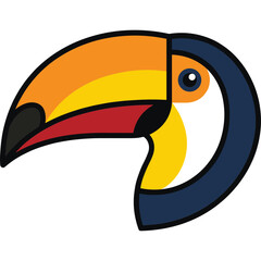 Fototapeta premium Vibrant illustration of a toucan's head showcasing its colorful beak and eye in profile view.