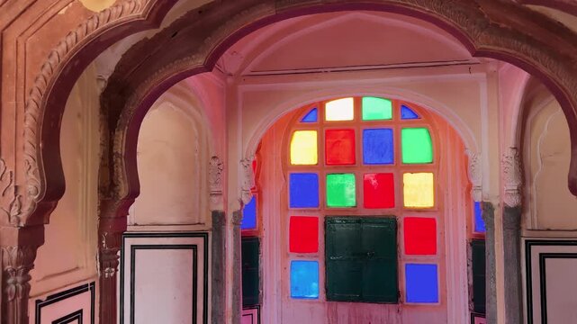 Hawa Mahal palace facade with intricate windows, Jaipur, Rajasthan, India