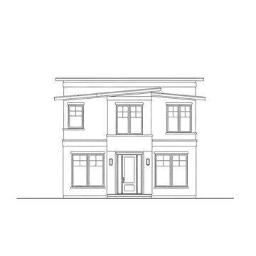 Two Story House Architectural Drawing.