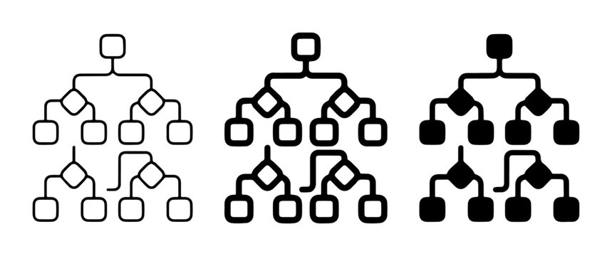 Organizational Chart Icons, Hierarchy Diagrams, Structure Flowcharts, Business Tree Graphics, Network Nodes, System Connections, Data Flow