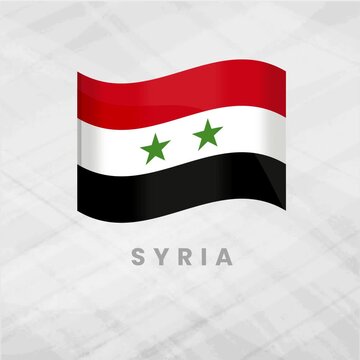 Vibrant Animated Syria Flag Waving with Red, White, and Black Stripes and Two Green Stars Representing Arab Unity, Independence, and Middle Eastern National Pride