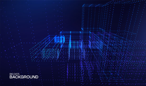 Technology cube abstract for background data 3d and science graphic research. Scientific dot digital for geometry visualization presentation and system chemical object. Technology design business.