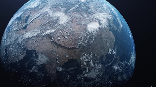 Planet Earth in its orbit in space, where the continents can be observed