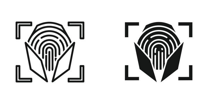 Fingerprint scan icon with crosshair targeting frame