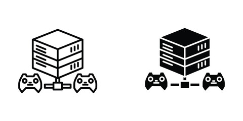 Two gaming consoles connected to controllers icon set © Kalam
