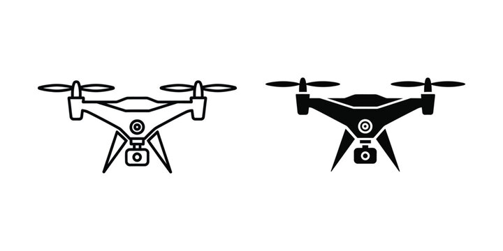 Modern quadcopter drone with camera in flight view