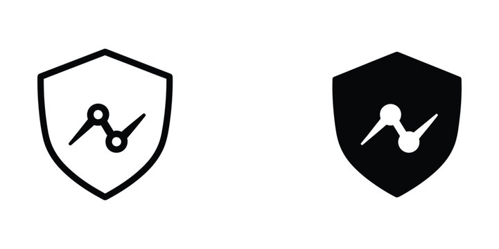 Minimalist shield icon with abstract line and circle design