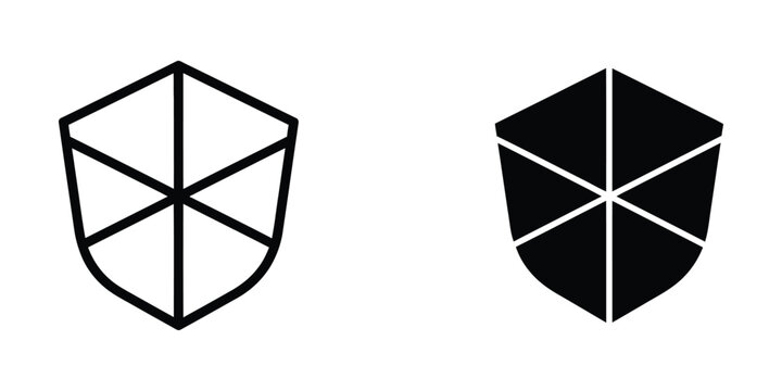 Minimalist shield with diagonal cross design in black and white