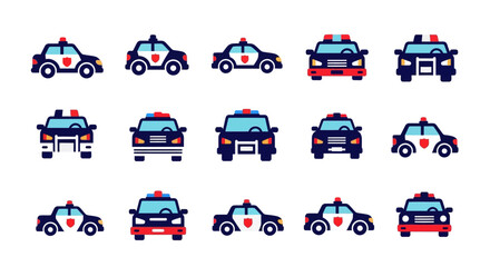 Police car illustrations set of vector graphics with various angles © Alek