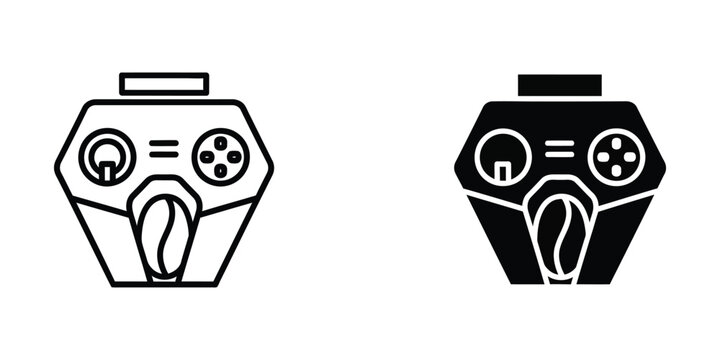 Minimalist game controller icons in contrasting styles