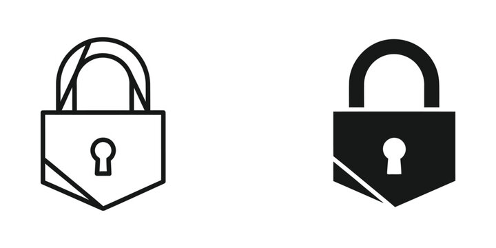 Open and closed padlock icons with keyhole